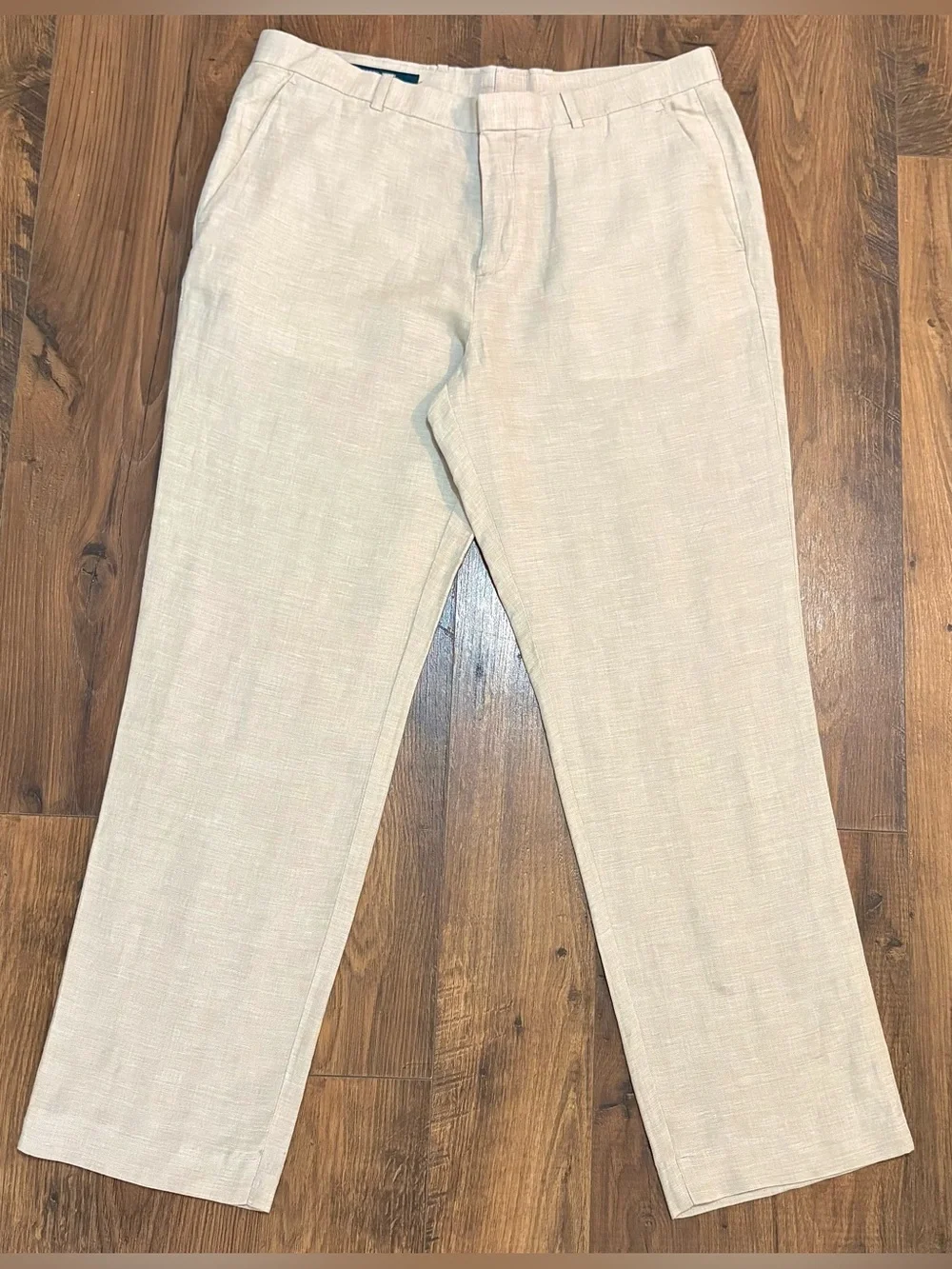 Perry Ellis Men's Light Cream Linen-Blend Dress Pants